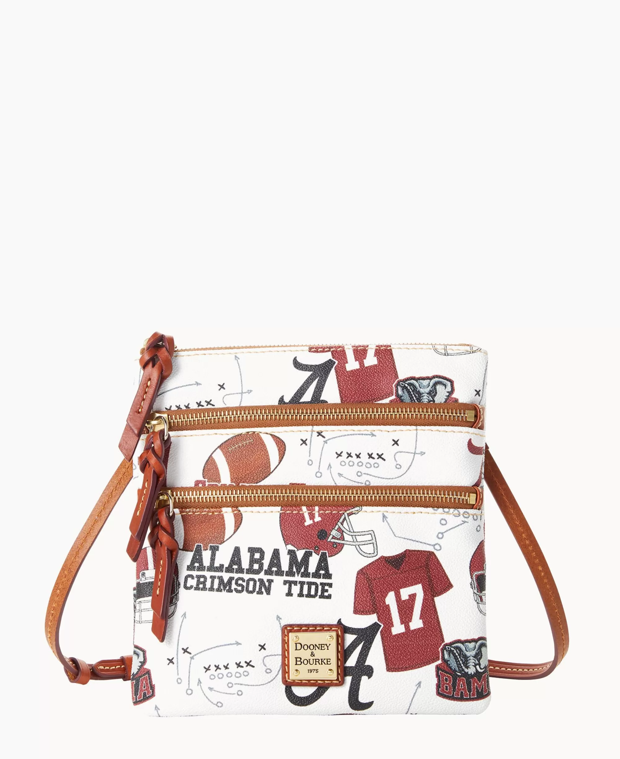 Dooney & Bourke Game Day Ready | Printed Fabric^Collegiate University of Alabama N S Triple Zip Crossbody