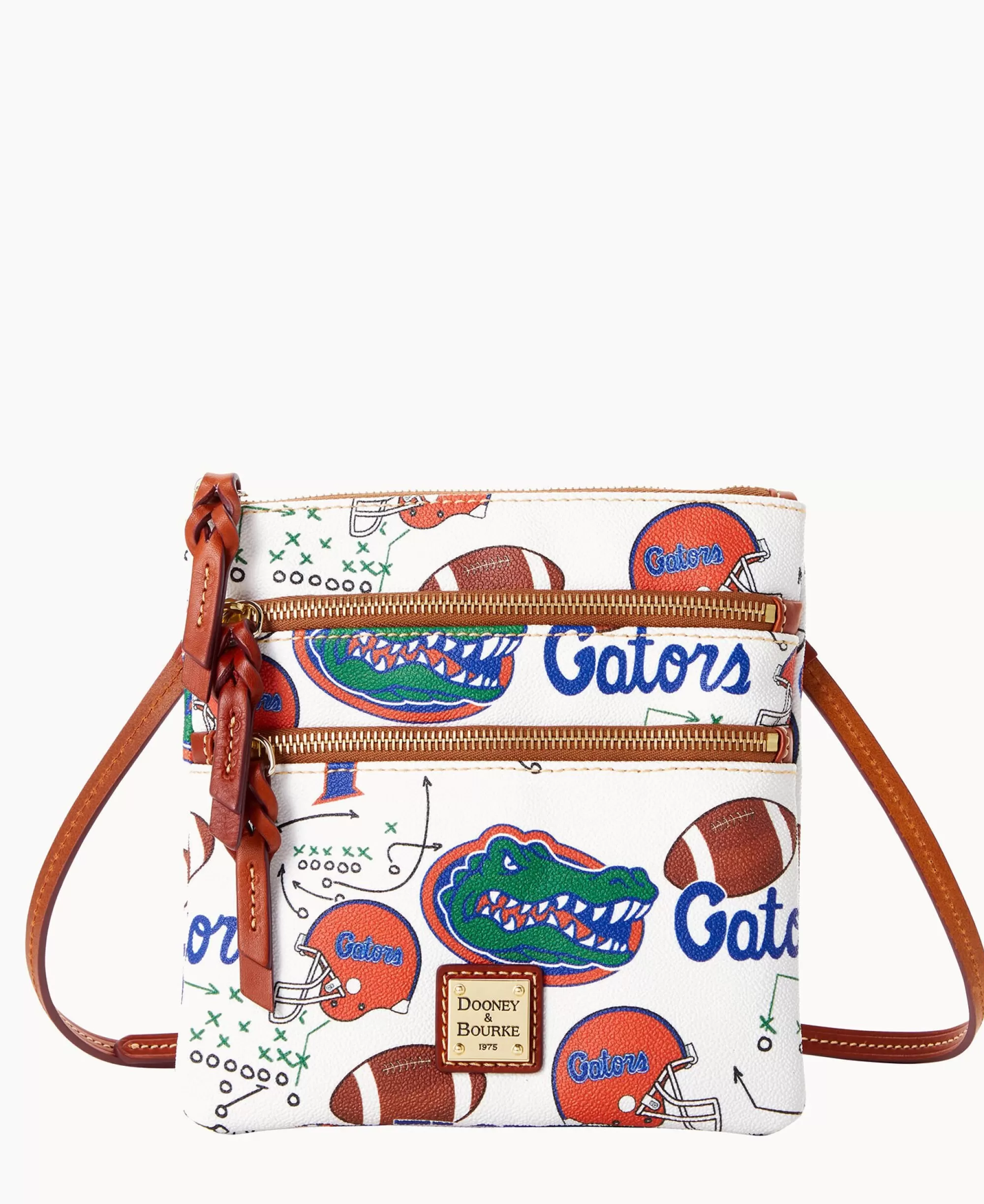 Dooney & Bourke Game Day Ready | Printed Fabric^Collegiate University of Florida N S Triple Zip Crossbody