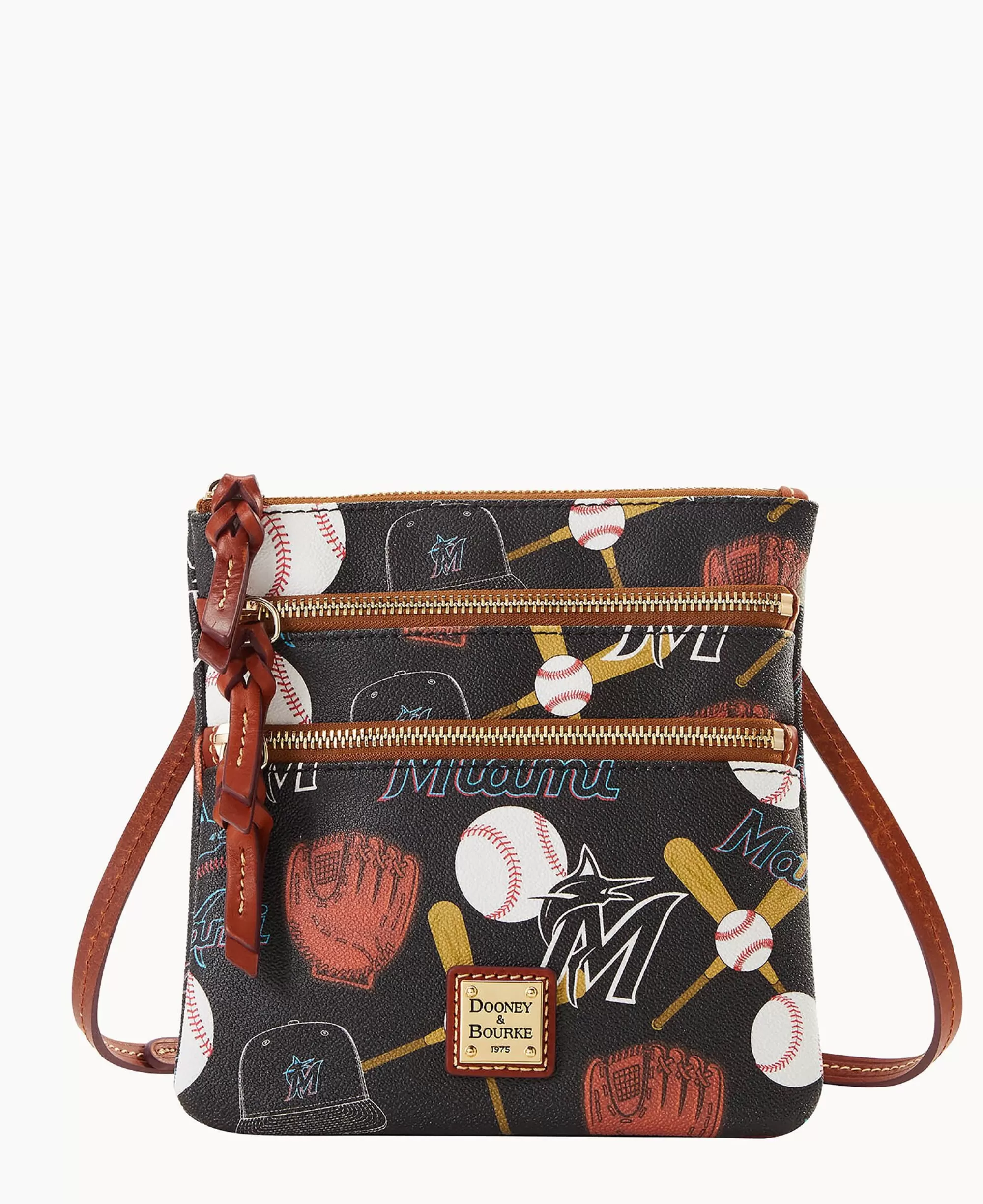 Dooney & Bourke Game Day Ready | Printed Fabric^MLB N S Triple Zip Crossbody