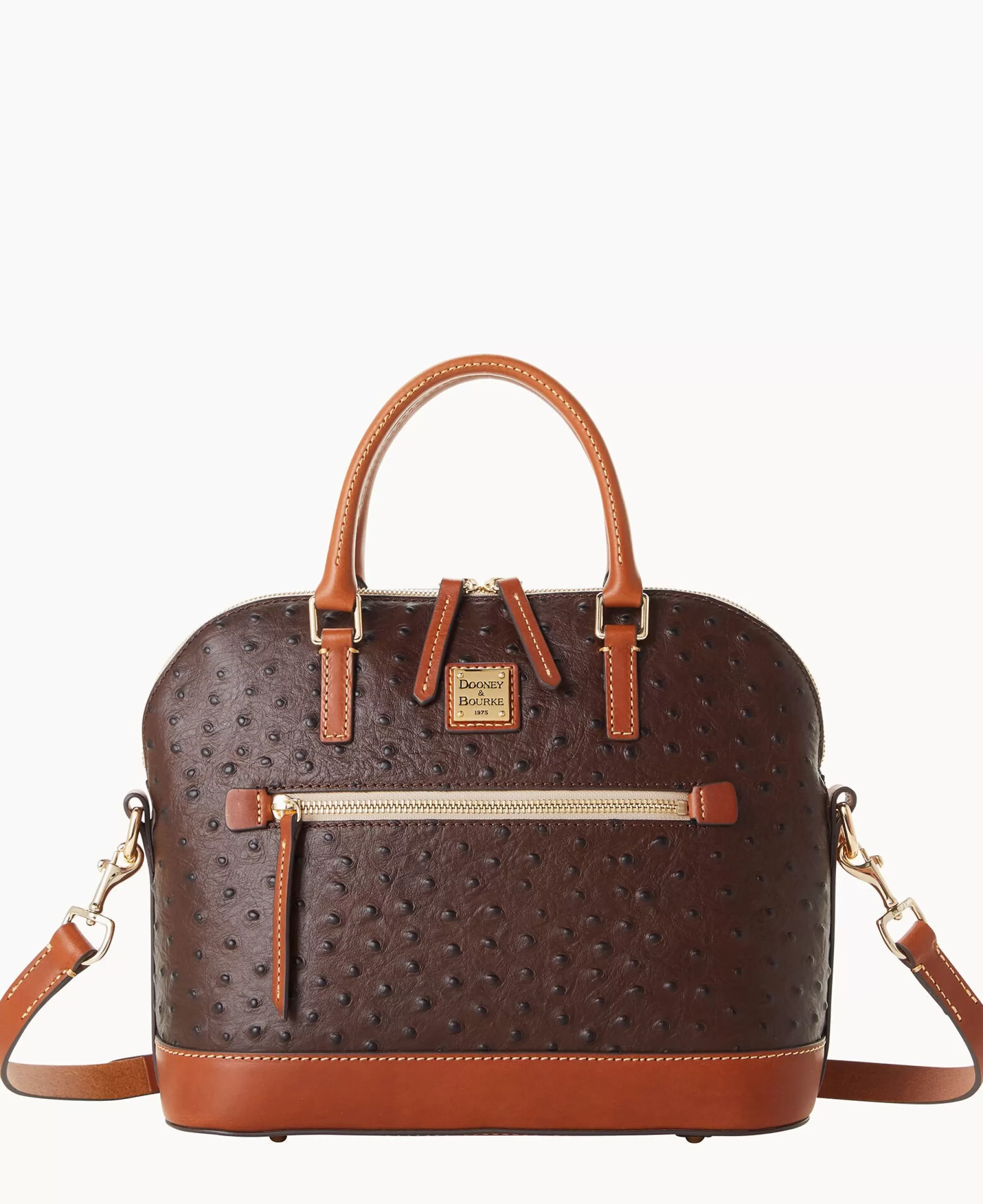 Dooney & Bourke Ready For the Getaway | Exotic Leather^Ostrich Domed Zip Satchel