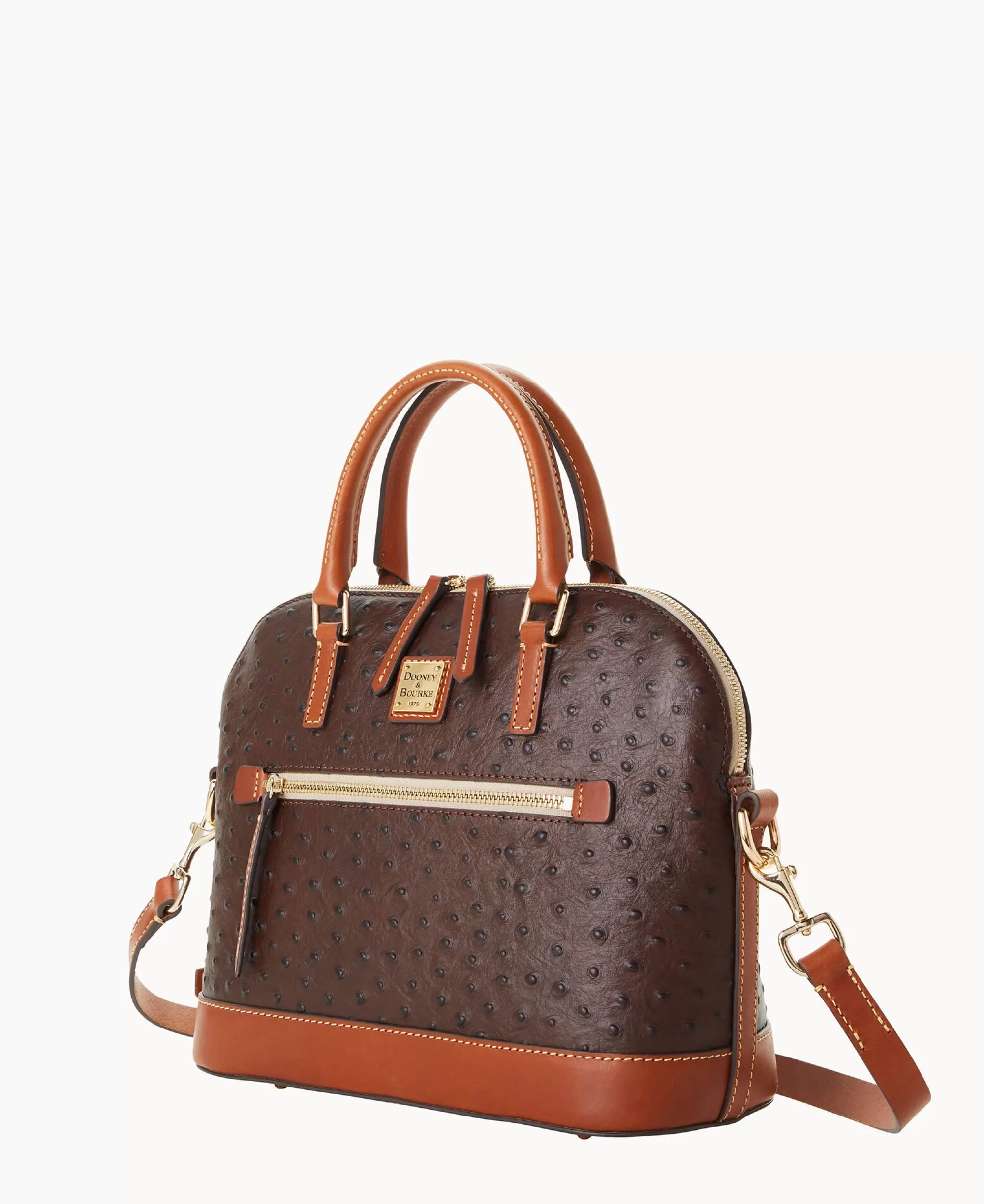 Dooney & Bourke Ready For the Getaway | Exotic Leather^Ostrich Domed Zip Satchel