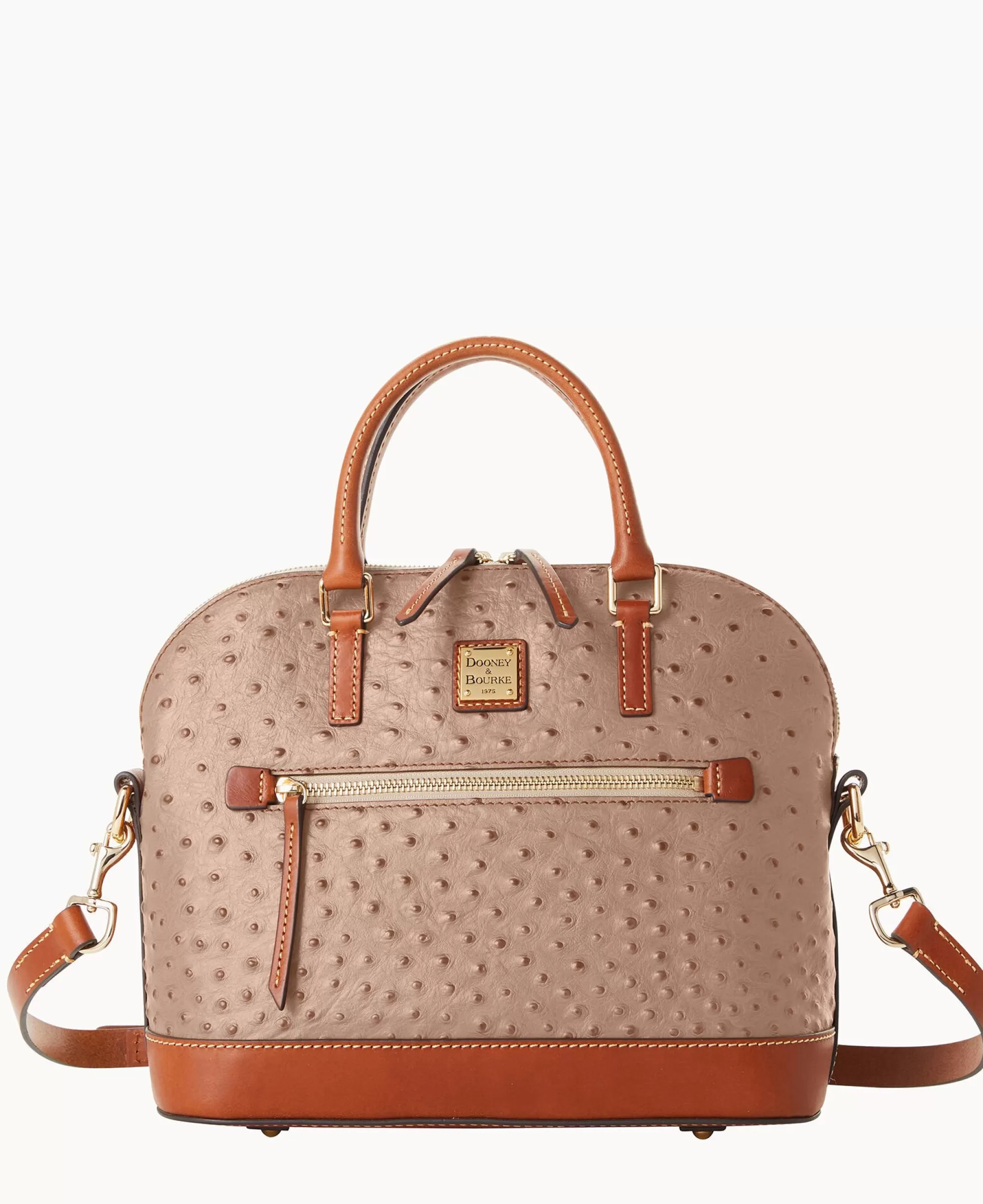 Dooney & Bourke Ready For the Getaway | Exotic Leather^Ostrich Domed Zip Satchel