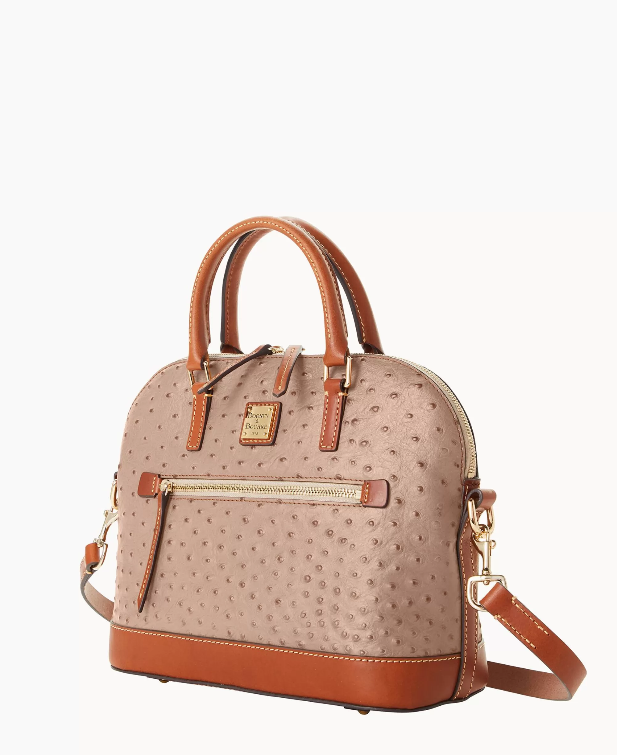 Dooney & Bourke Ready For the Getaway | Exotic Leather^Ostrich Domed Zip Satchel