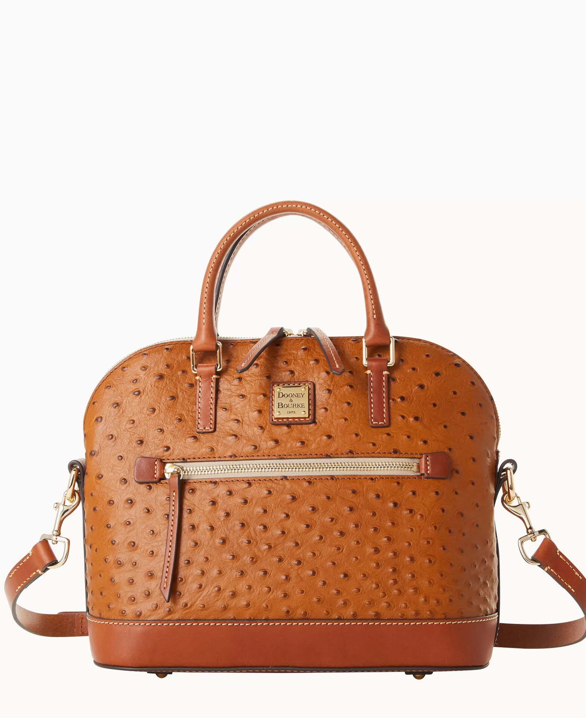 Dooney & Bourke Ready For the Getaway | Exotic Leather^Ostrich Domed Zip Satchel