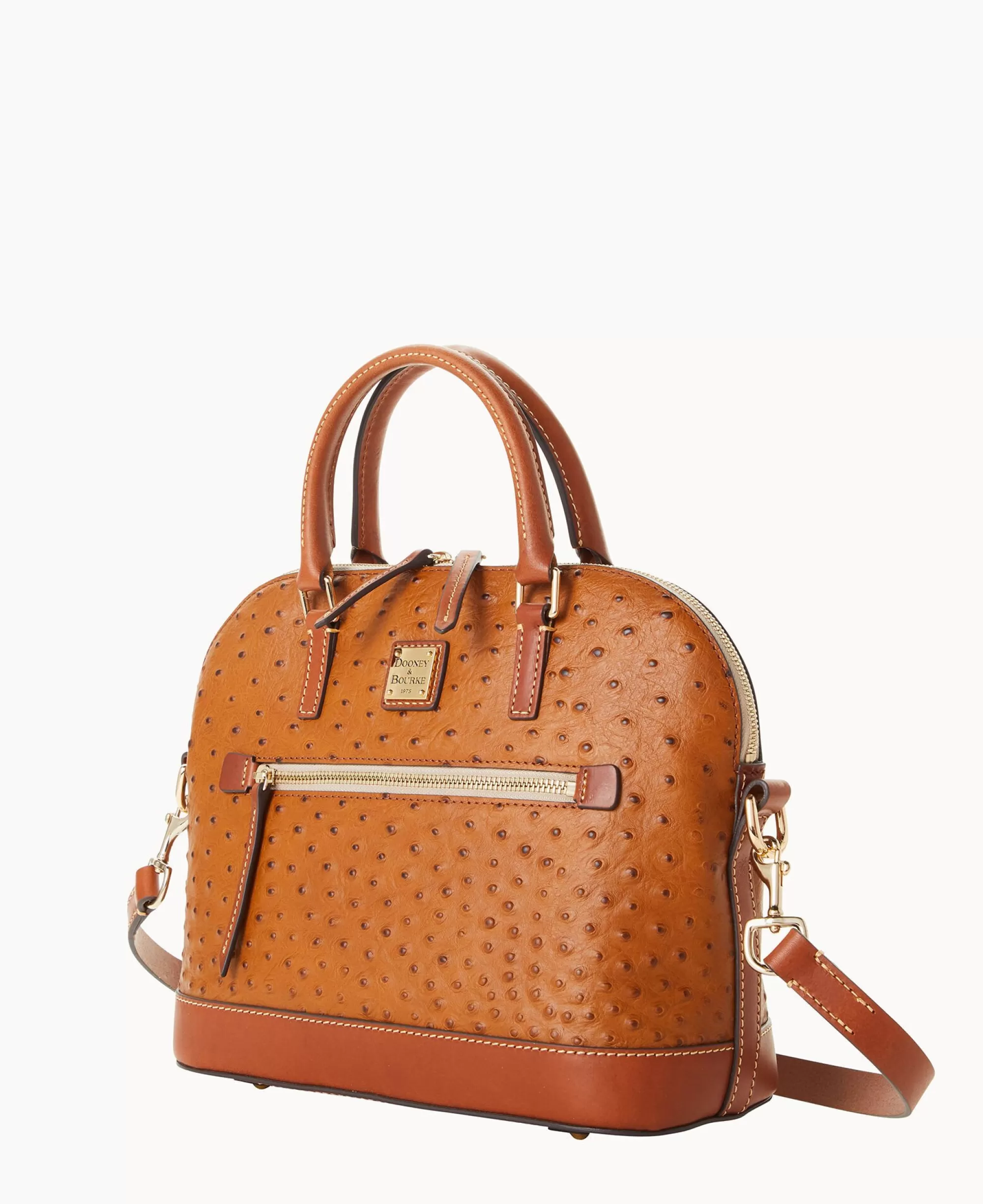 Dooney & Bourke Ready For the Getaway | Exotic Leather^Ostrich Domed Zip Satchel