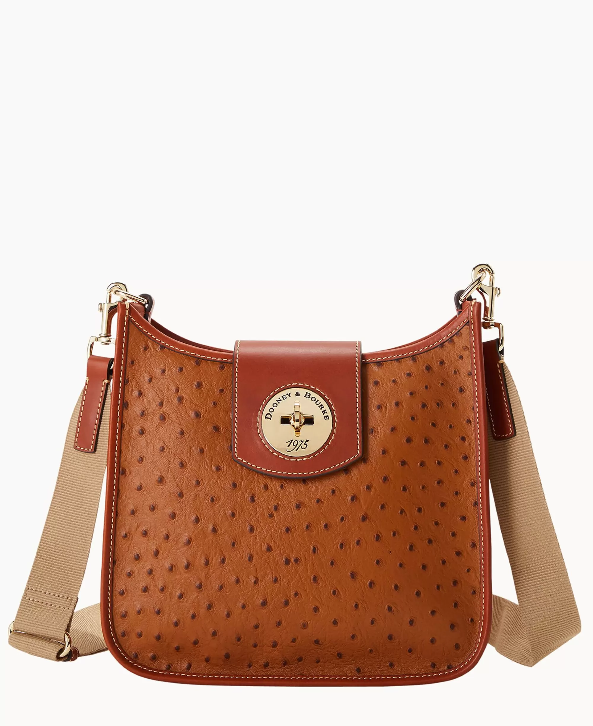 Dooney & Bourke The Ostrich Turnlock Collection | Exotic Leather^Ostrich Turnlock Messenger 28