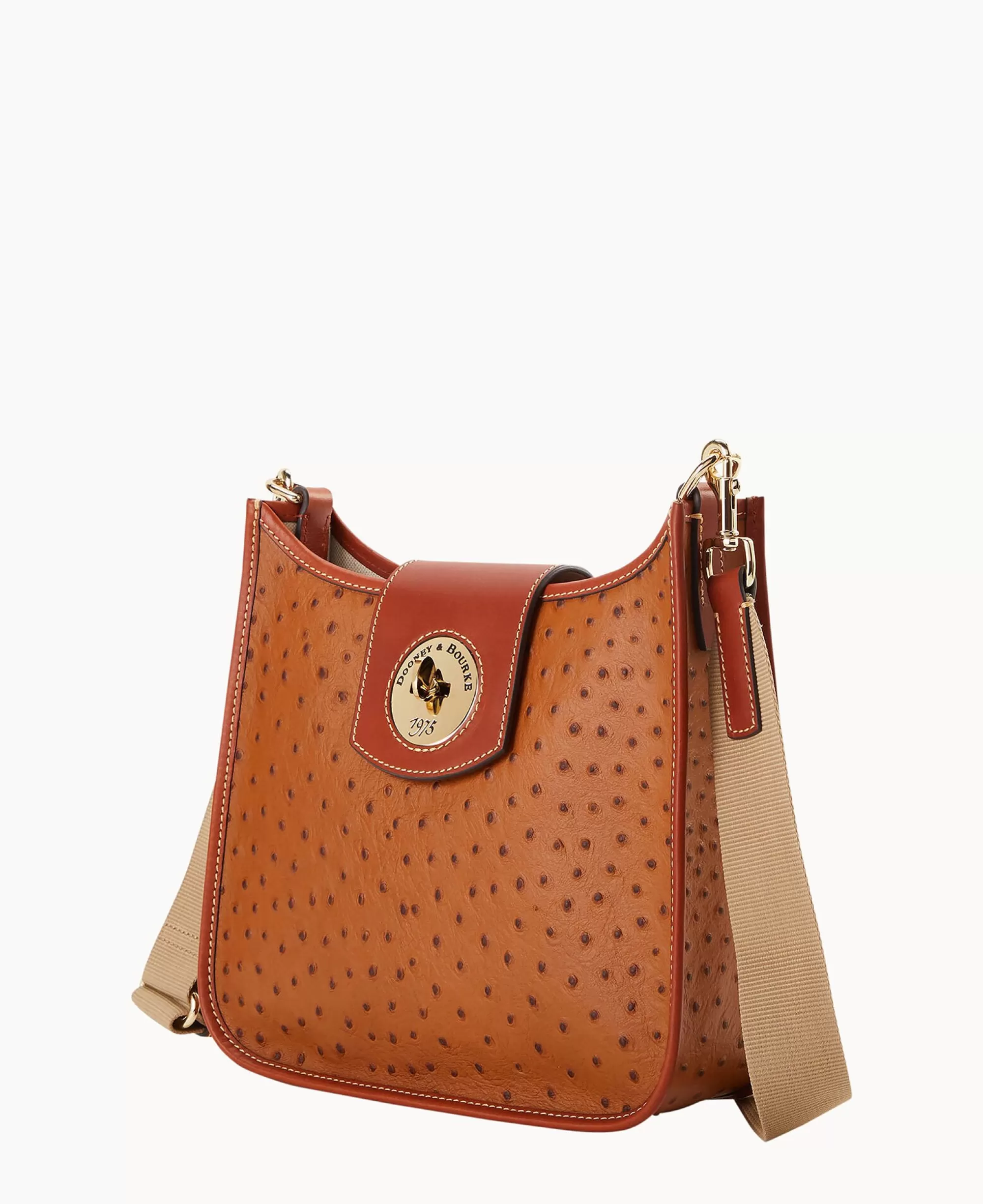 Dooney & Bourke The Ostrich Turnlock Collection | Exotic Leather^Ostrich Turnlock Messenger 28